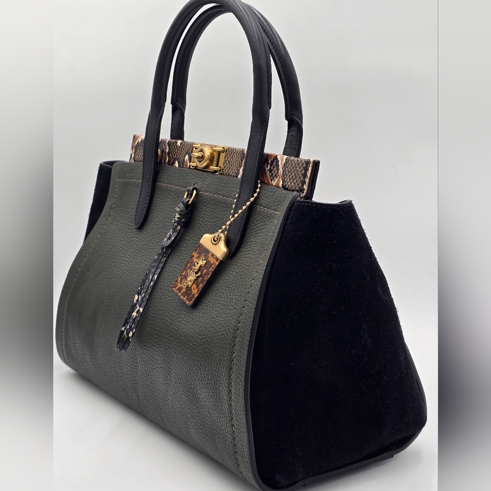 Coach Troupe Carryall 35 In Pine w/ Snakeskin Detail + NWT Snakeskin Strap - Picture 2 of 16